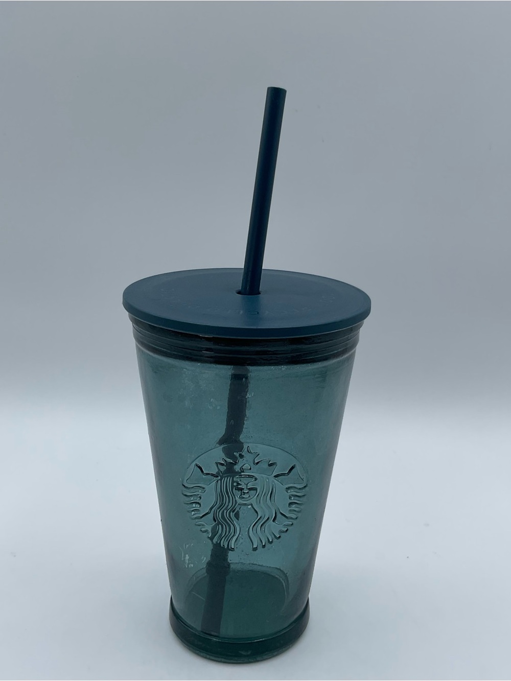 Starbucks Recycled Green Blue Glass Tumbler 16oz Spain Siren Logo Lid Straw